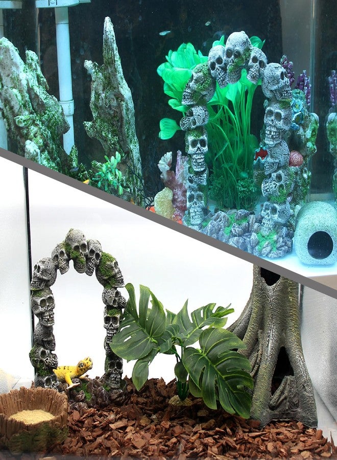 relaqcc Aquarium Skull Cave Rocks, Reptile Tank Accessories, Fish Tank Decorations for Amphibians, Betta Fish, Shrimp, Hermit Crab, Leopard Gecko - Image 3